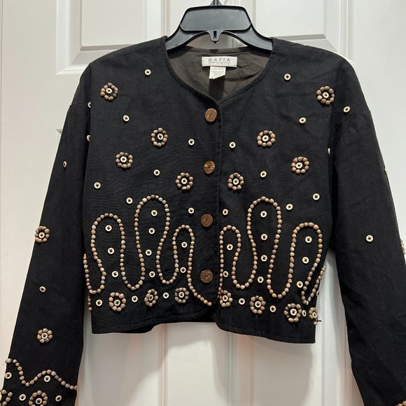 Rafia studio petit black blazer jacket vintage - Picture 2 of 5